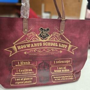 Hogwarts School List Burgundy Tote Bag